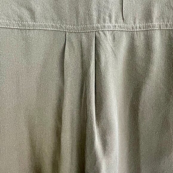 THEORY Damaris Summer Silk Tunic • Long Sleeve Mandarin Collar • L • Light Olive - Picture 12 of 16